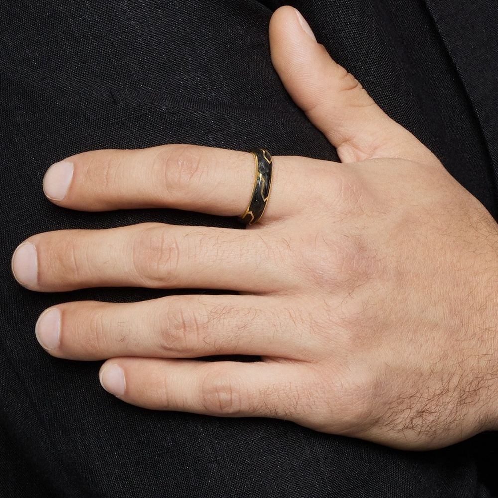 David Yurman Forged Carbon and Gold Ring